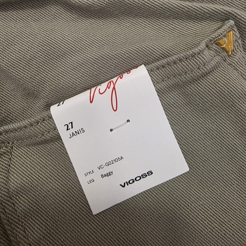 Vigoss Tan Janis Baggy‎ Elastic Waist High Rise Casual Crop Jeans Size 27 - Picture 11 of 11